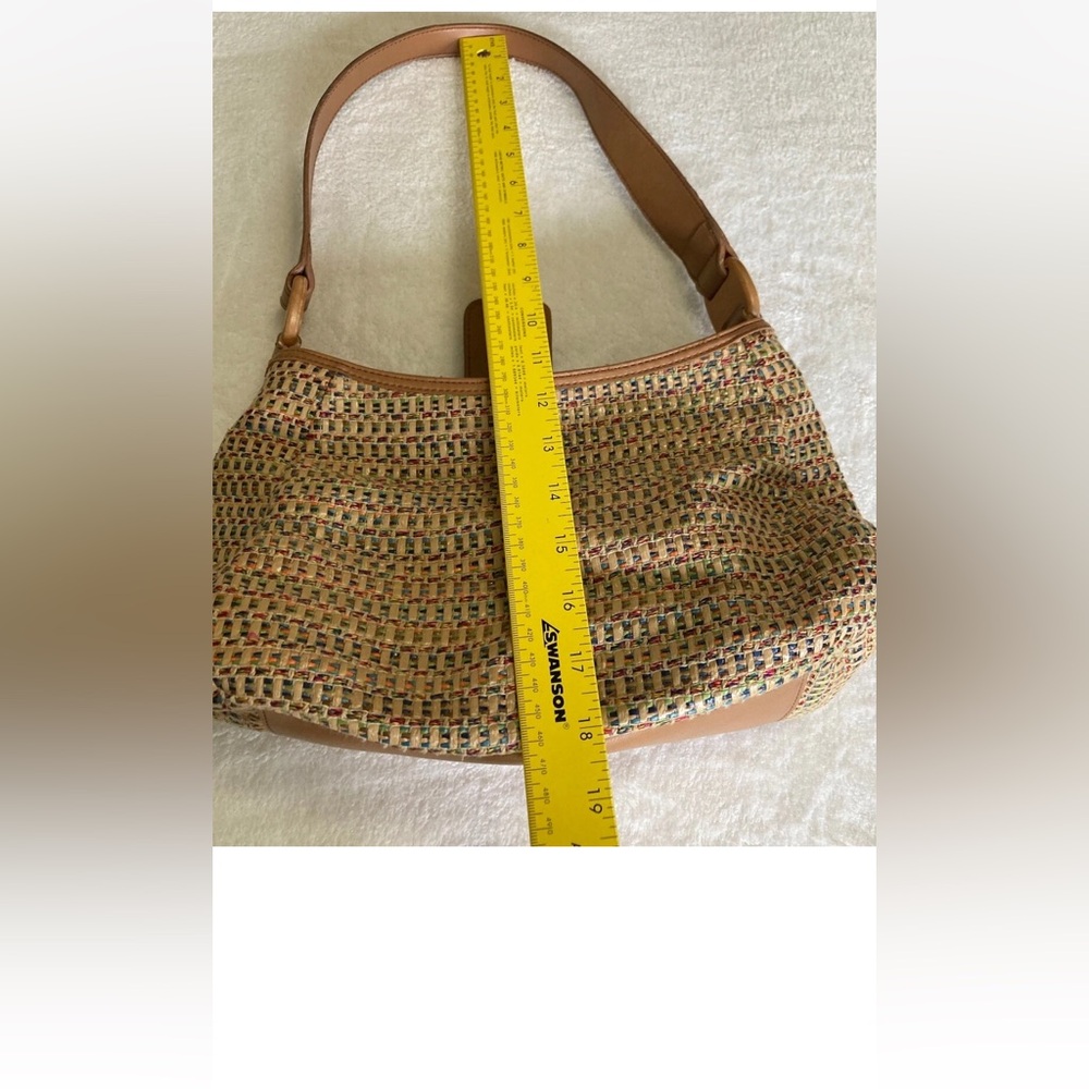 FOSSIL Woven Straw Hobo Handbag Shoulder Bag Purse Tan Inner Pockets - Picture 2 of 9